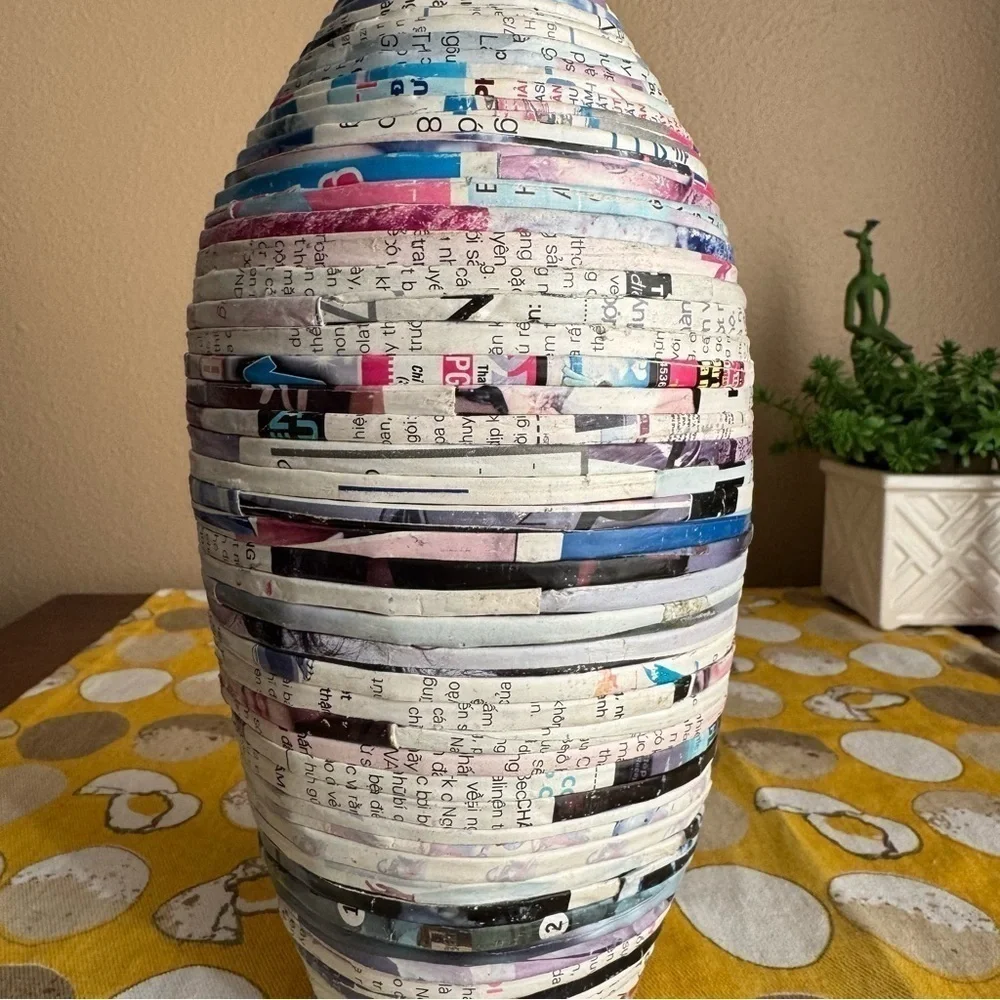 Handmade coiled magazine vase